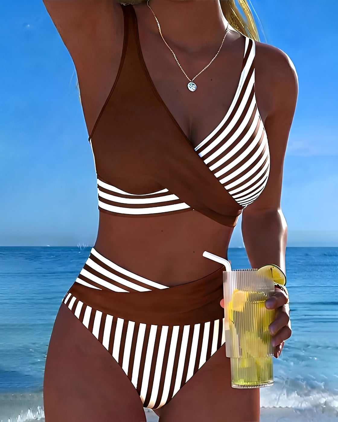 Angelica - Stylowe prążkowane bikini