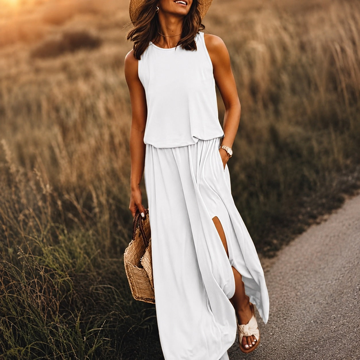 Edna - Swobodna boho sukienka maxi z modalu