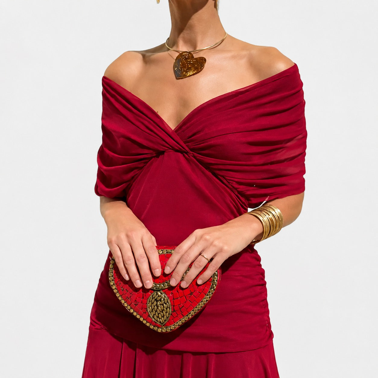 Bernice - Elegancka Marszczona Sukienka Maxi