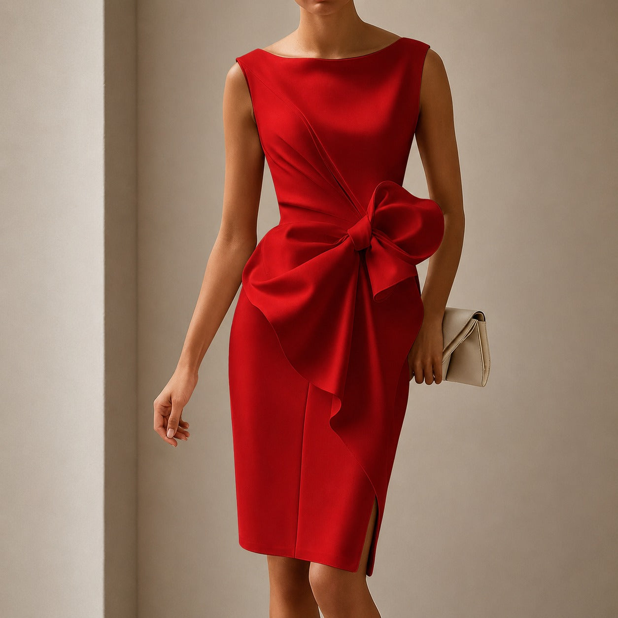 Esmee - Elegancka Sukienka Mini z Kokardą