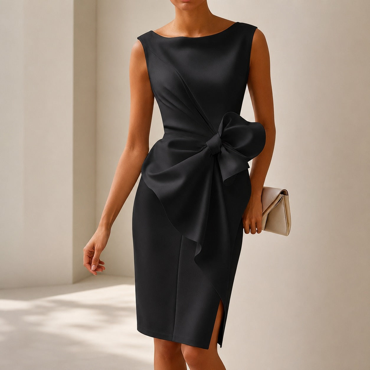 Esmee - Elegancka Sukienka Mini z Kokardą