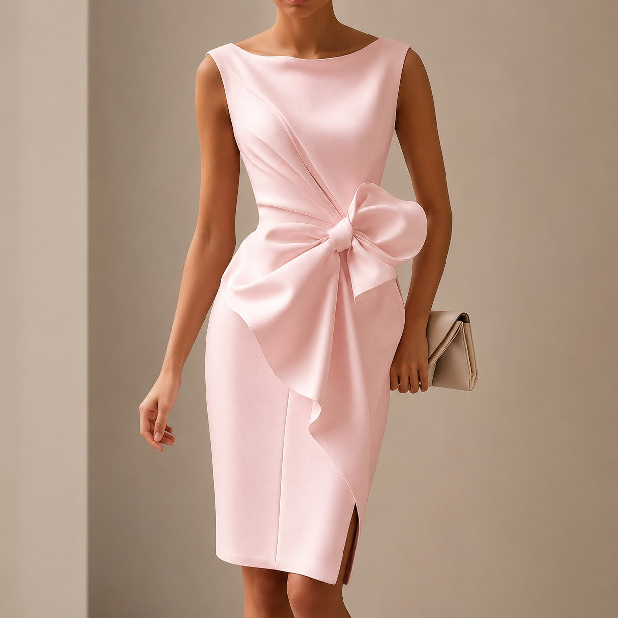 Esmee - Elegancka Sukienka Mini z Kokardą