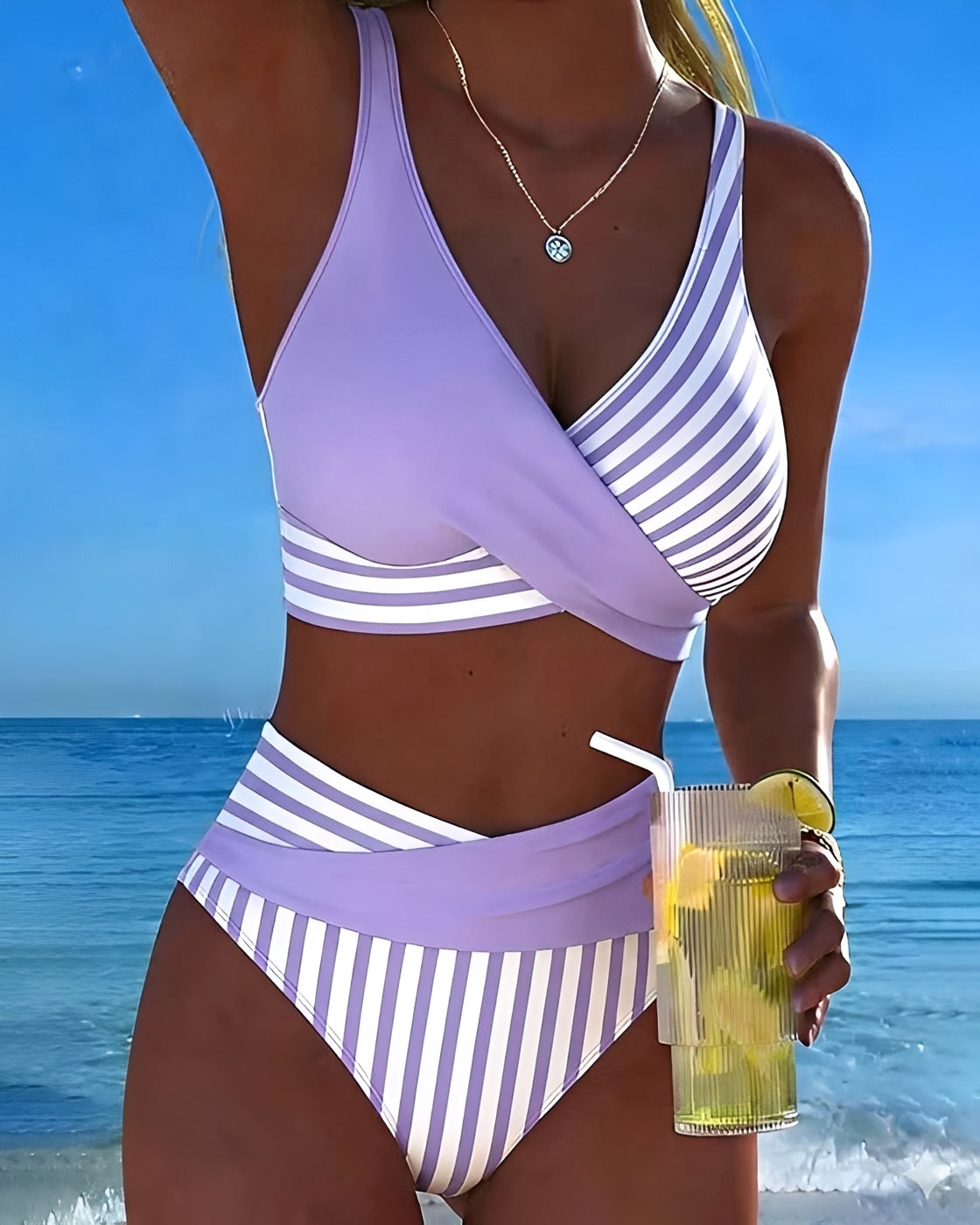 Angelica - Stylowe prążkowane bikini
