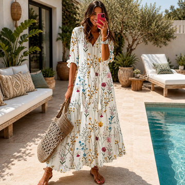 Lindsay - Luźna Sukienka Boho z Falbankami