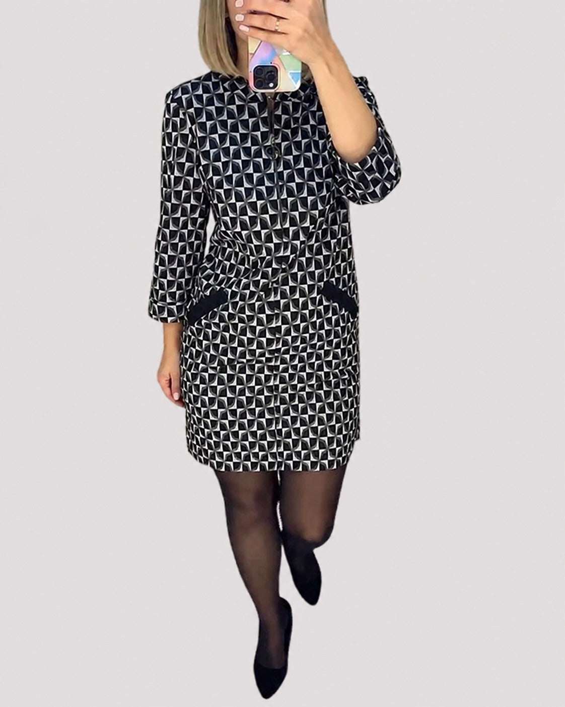 Michelle - Stylowa Sukienka z Długimi Rękawami