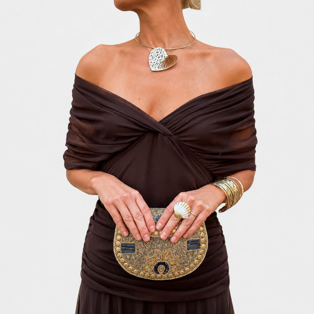 Bernice - Elegancka Marszczona Sukienka Maxi