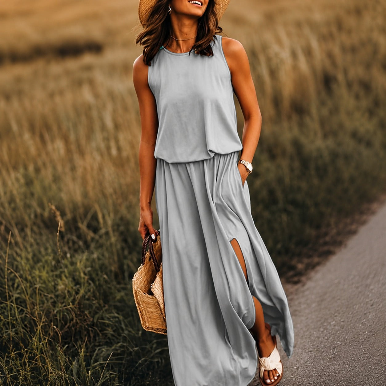 Edna - Swobodna boho sukienka maxi z modalu