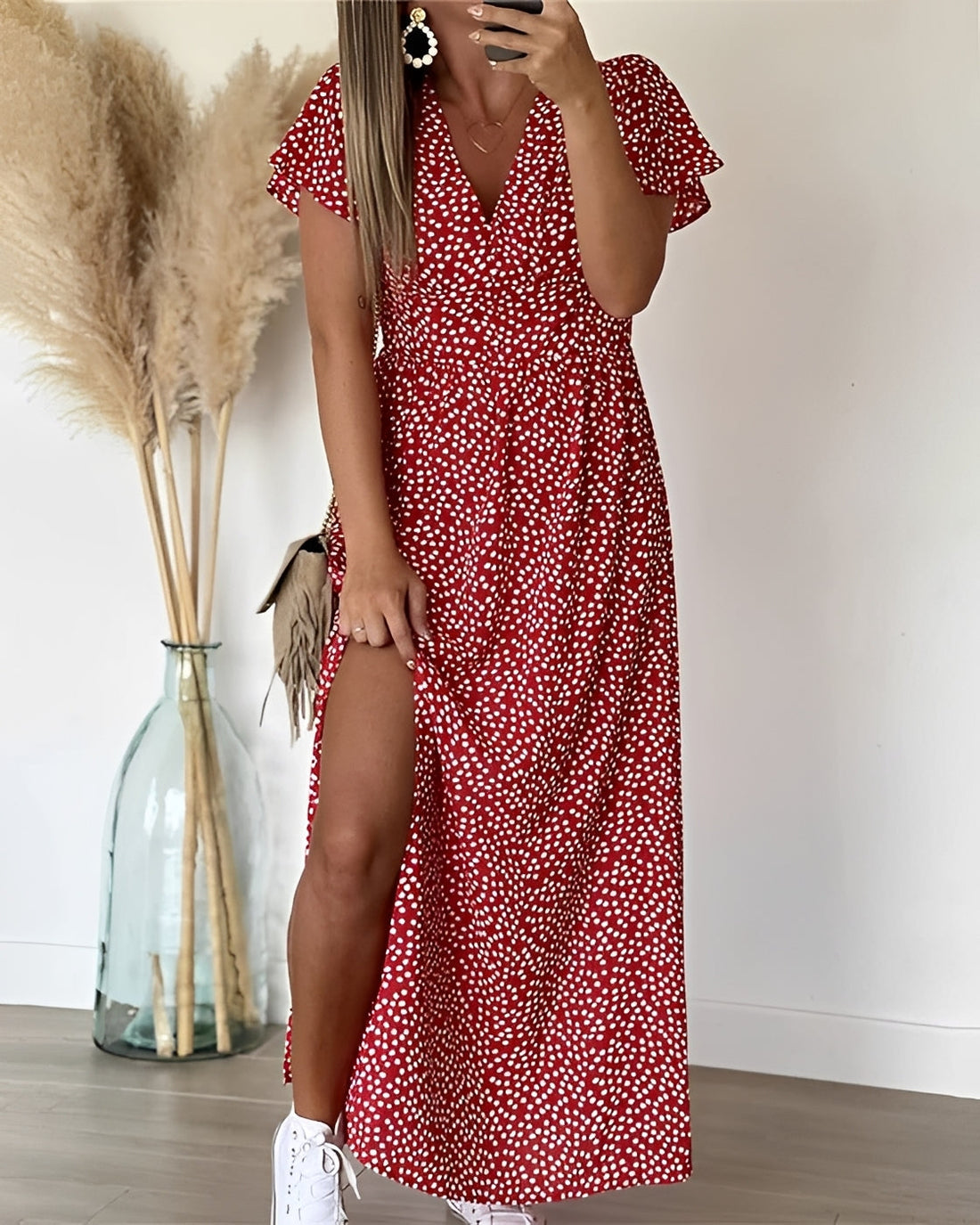 Kathleen - Codzienna Rozcięta Sukienka Maxi