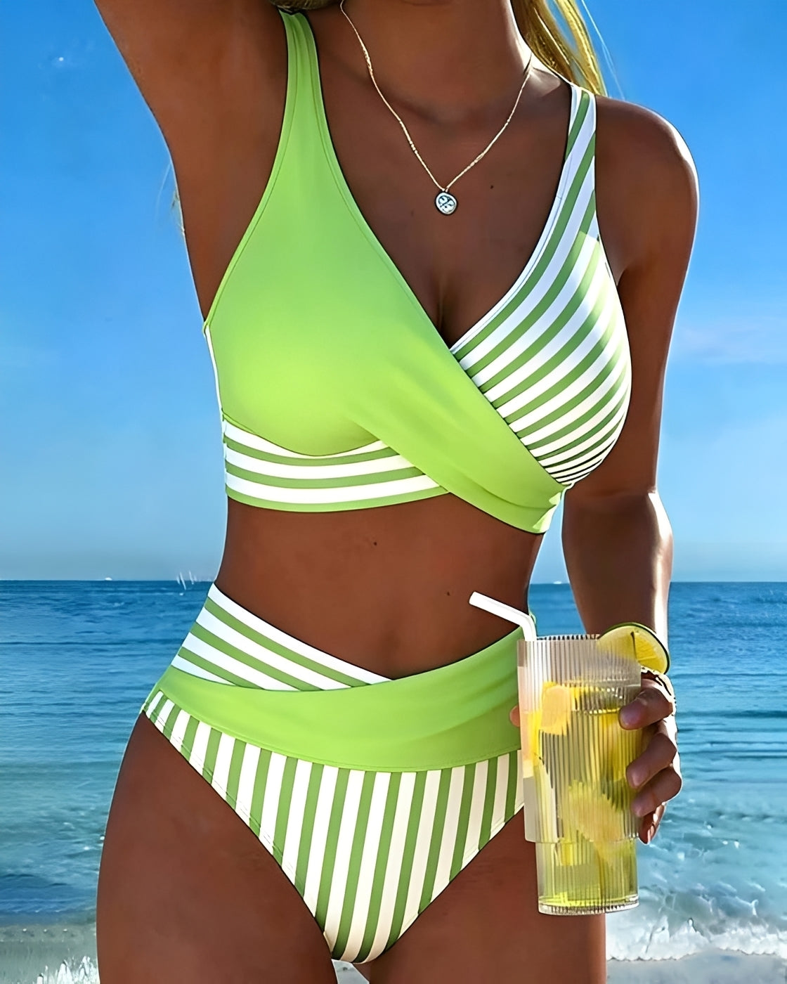 Angelica - Stylowe prążkowane bikini