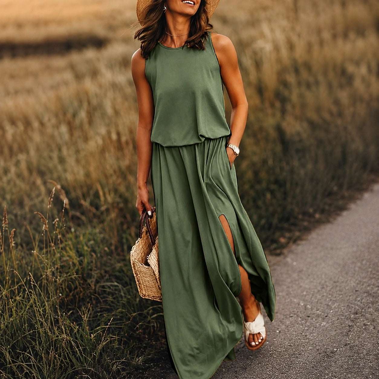 Edna - Swobodna boho sukienka maxi z modalu