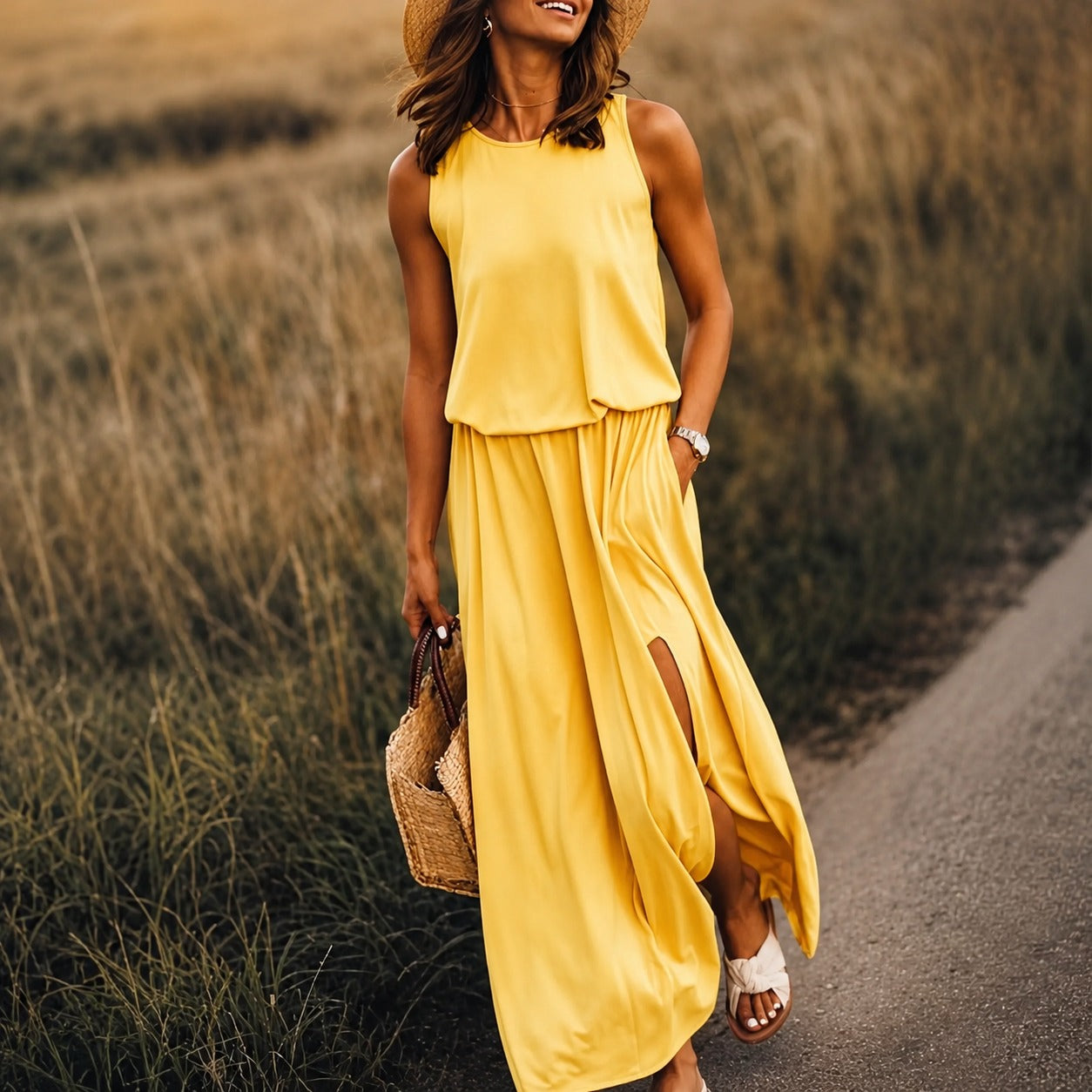 Edna - Swobodna boho sukienka maxi z modalu