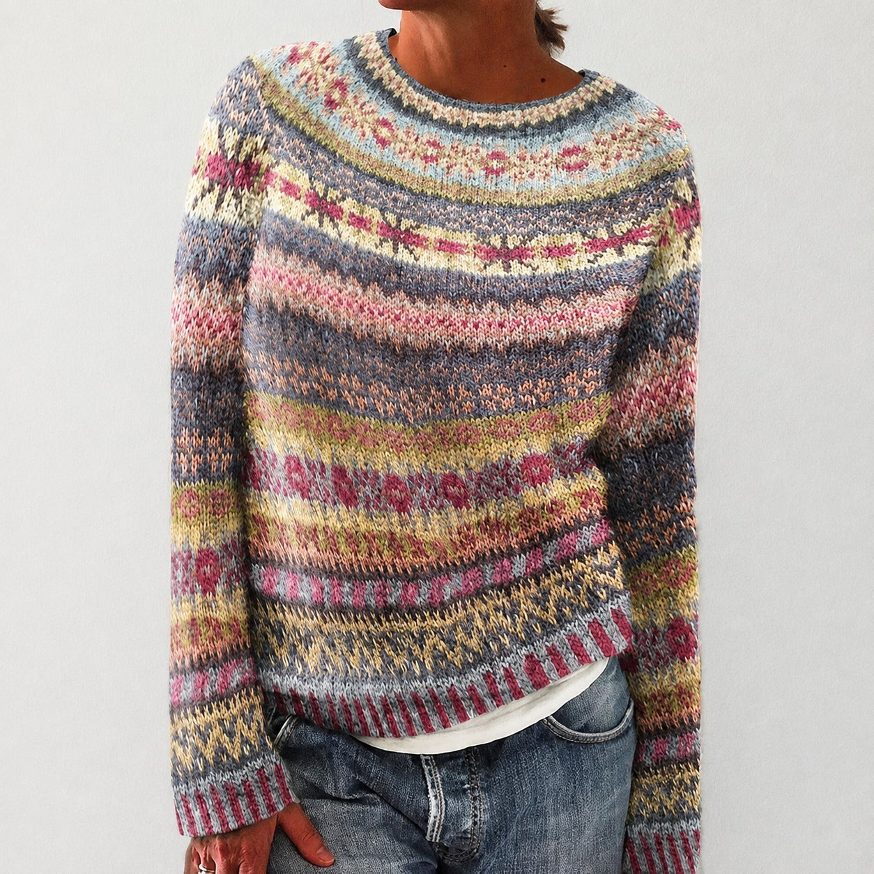 Olivia - Stylowy sweter z wzorem