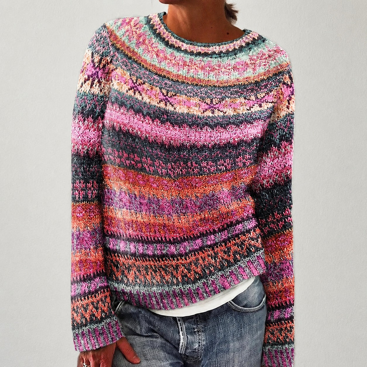 Olivia - Stylowy sweter z wzorem
