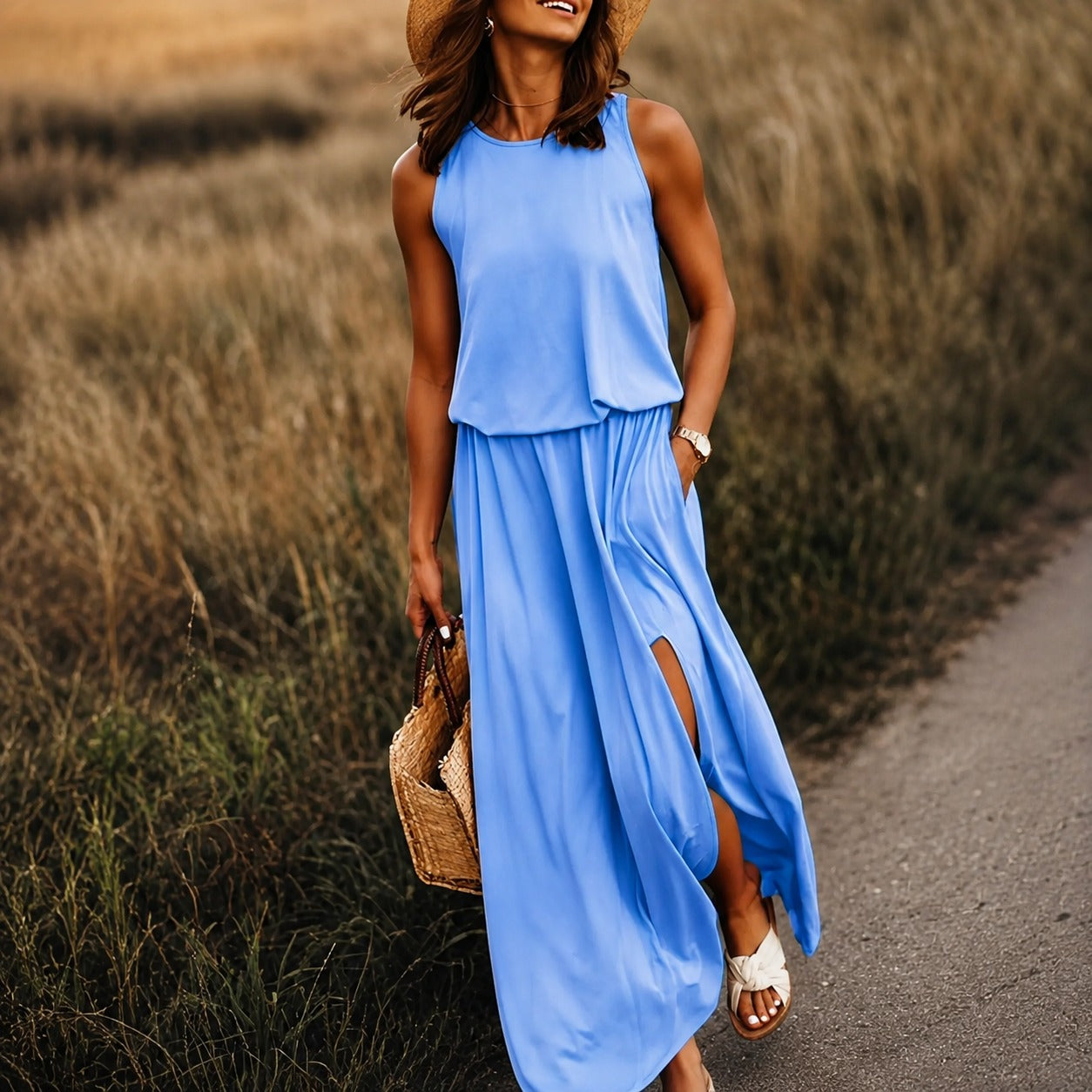 Edna - Swobodna boho sukienka maxi z modalu