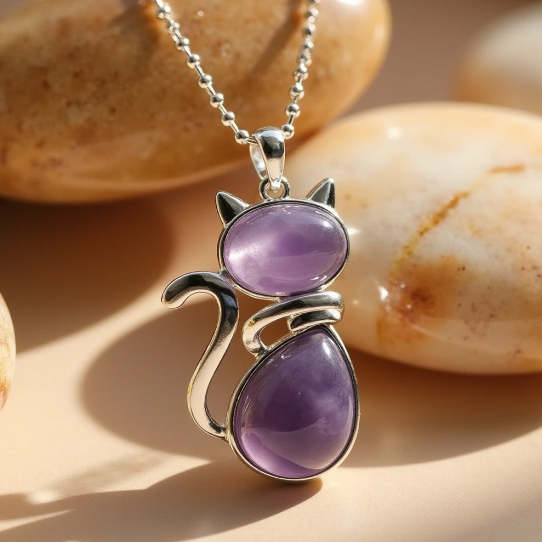 Mila – Kot collar z kamieniem naturalnym