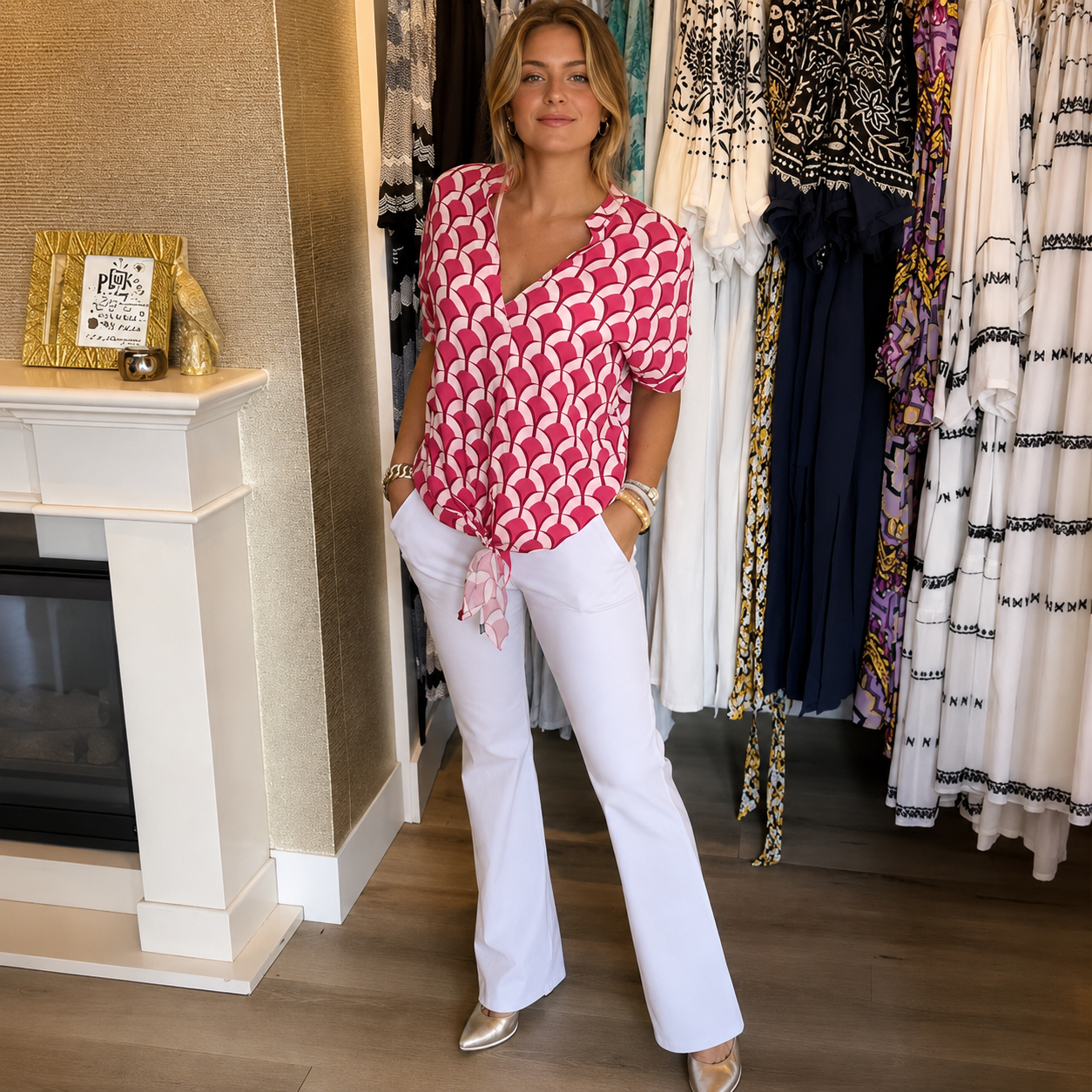 Leona - Stylowy top z nadrukiem dla kobiet