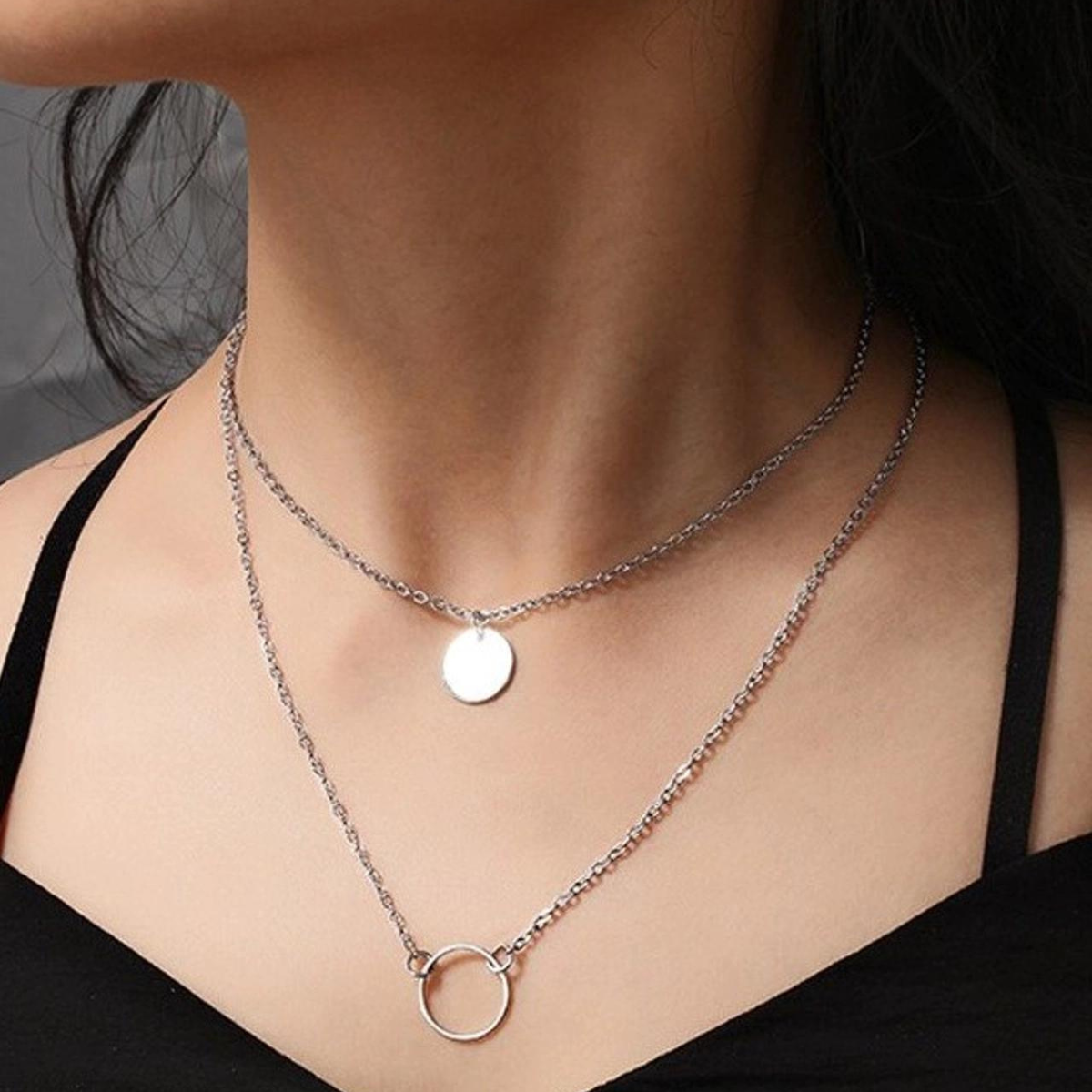 Kolczyk Okrągły - Naszyjnik Wielowarstwowy