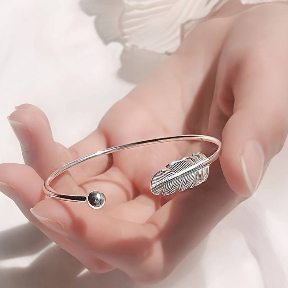 Brazalety z piór srebrne - Pulsera z piór