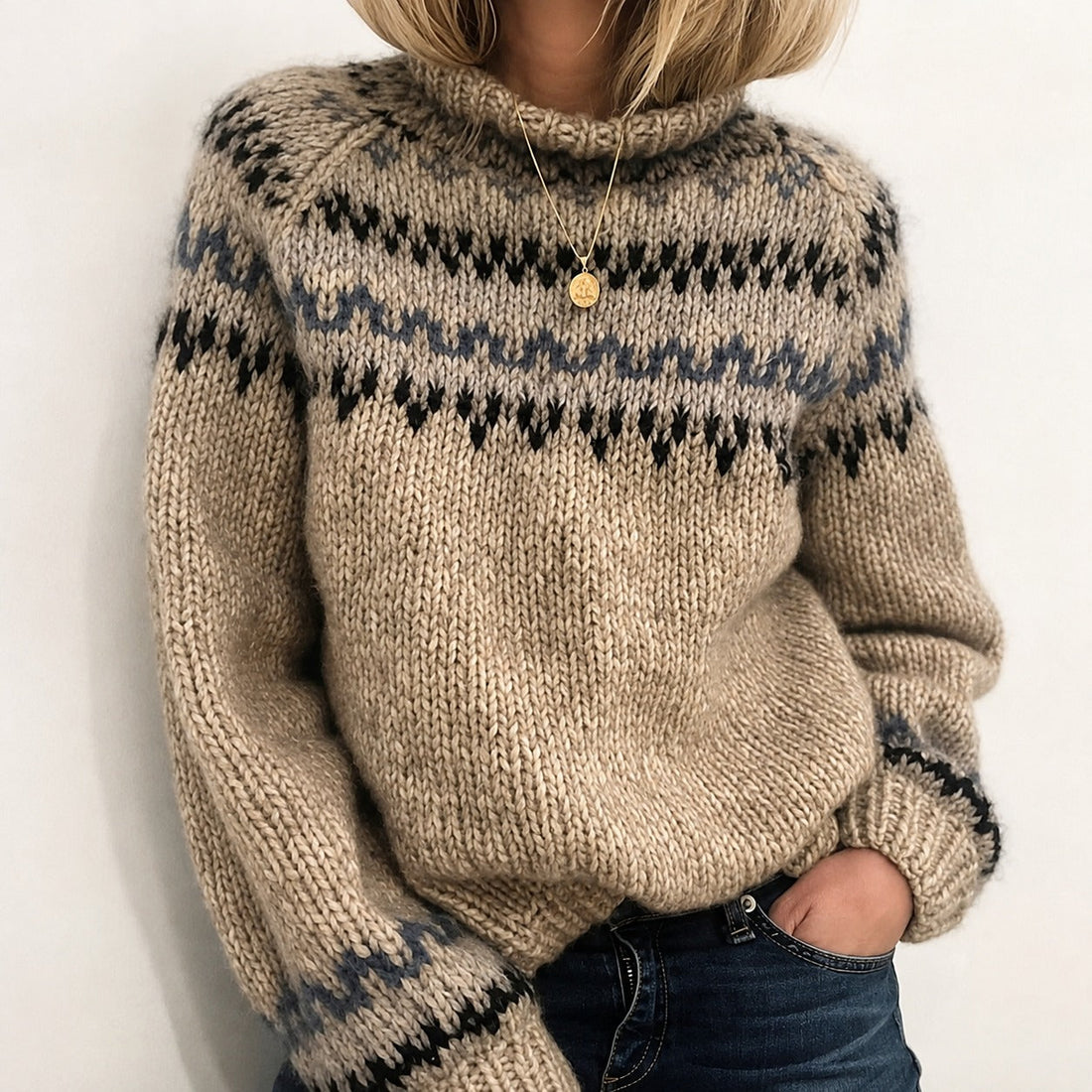 Oona - Przytulny Islandzki Sweter z Golfem