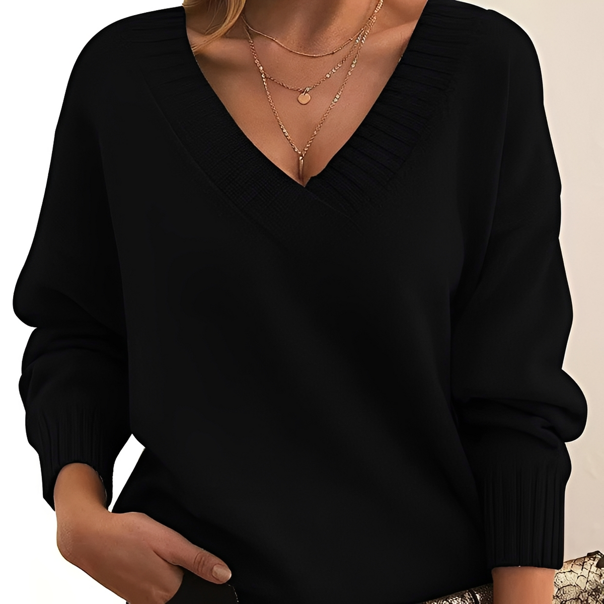 Mollie - Ciepły i stylowy sweter z wycięciem w serek