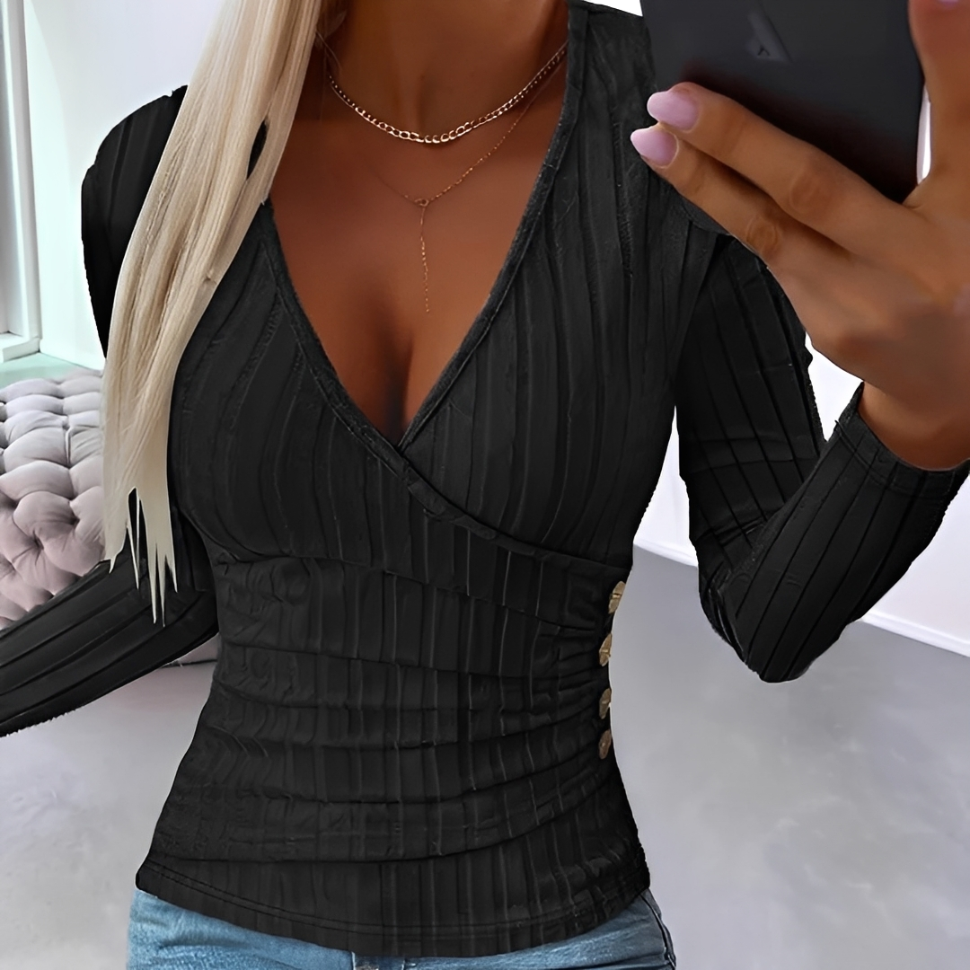 Annie - Stylowy i komfortowy sweter z dekoltem w serek