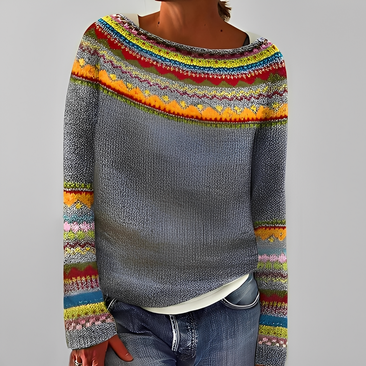 Liliane - Elegancki sweter z okrągłym dekoltem