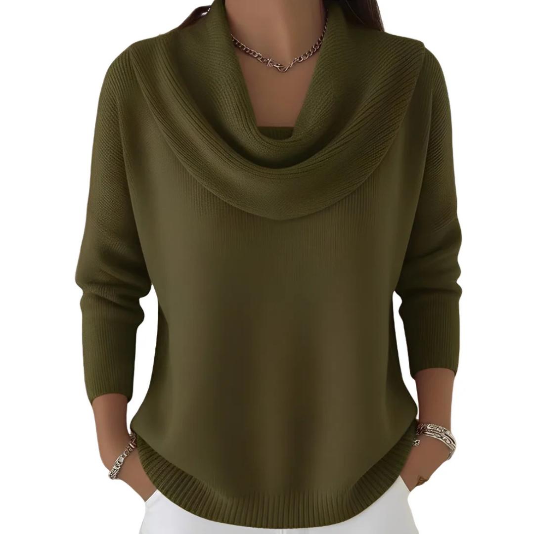 Marva - Stylowy sweter z szerokim kołnierzem