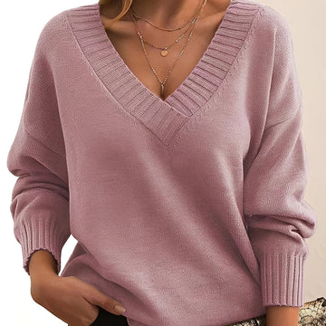Mollie - Ciepły i stylowy sweter z wycięciem w serek