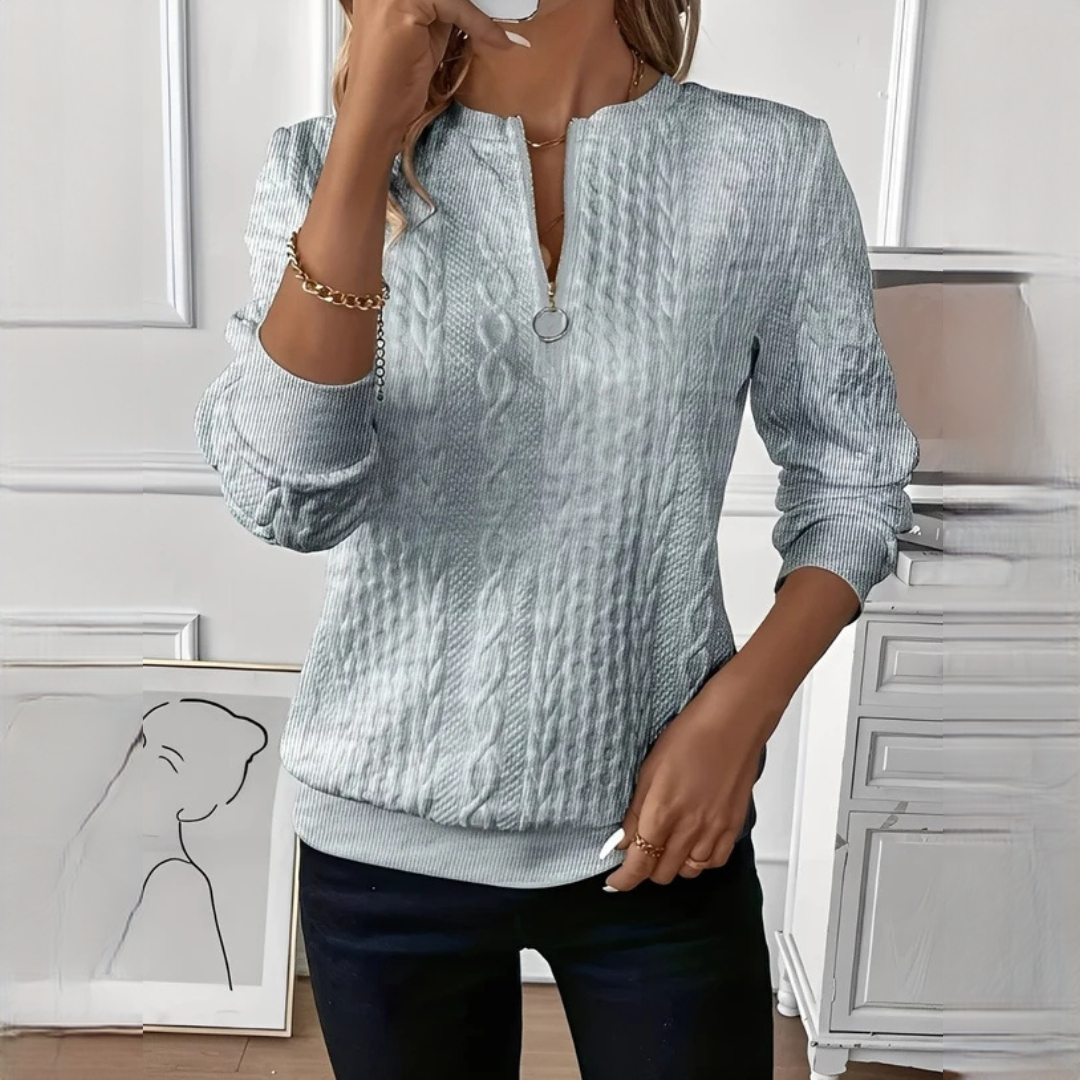 Hedie - Elegancki i wytworny sweter z zamkiem