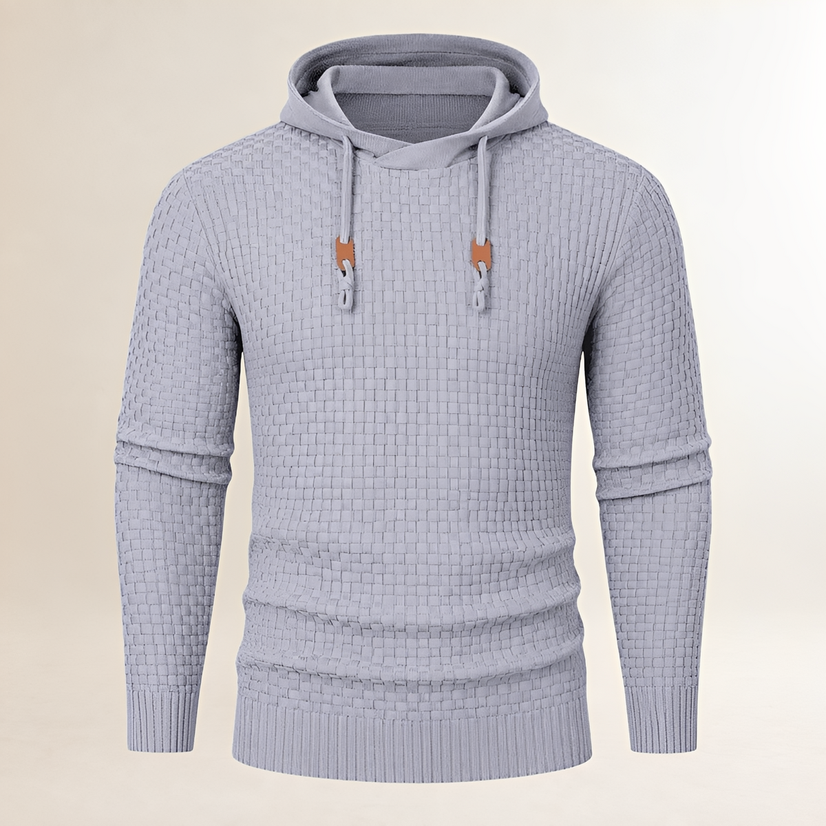 Bluza męska rozpinana bez ZIPu, pull-over z fakturą kosza, kapurtka z regulowanym ściągaczem