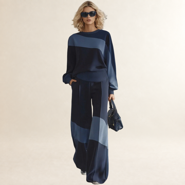 Damska bluza sportowa z długim rękawem i okrągłym dekoltem w stylu patchwork