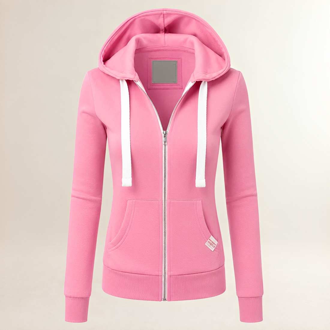 Damska bluza zip-up z dopasowanym krojem - długie rękawy, kangurka, różne rozmiary