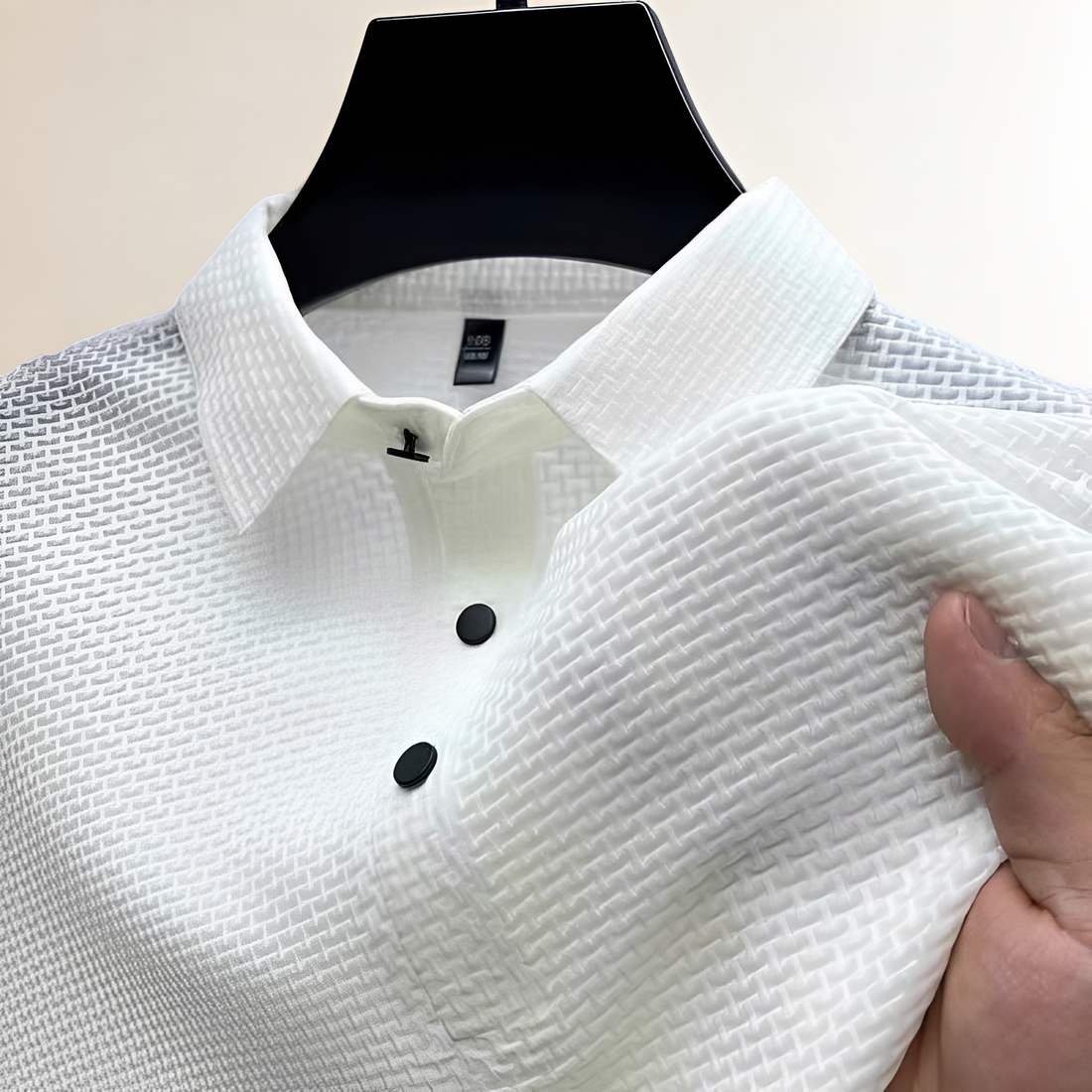 Mężczyzna Polo krótki rękaw Textured Basket-Weave - klasyczny krój