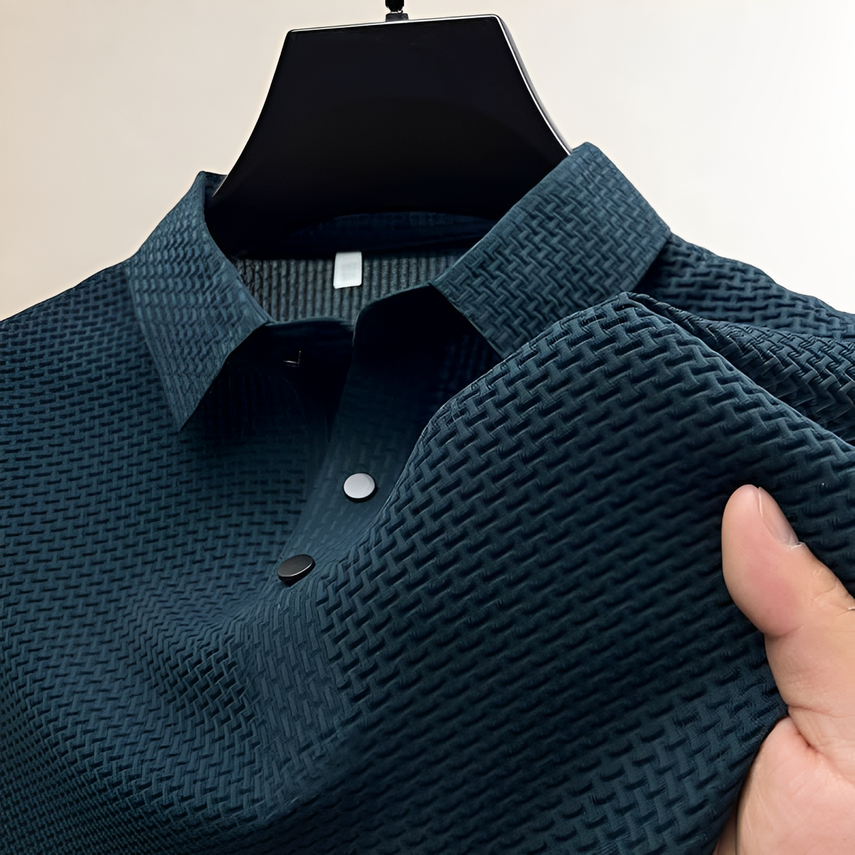 Mężczyzna Polo krótki rękaw Textured Basket-Weave - klasyczny krój
