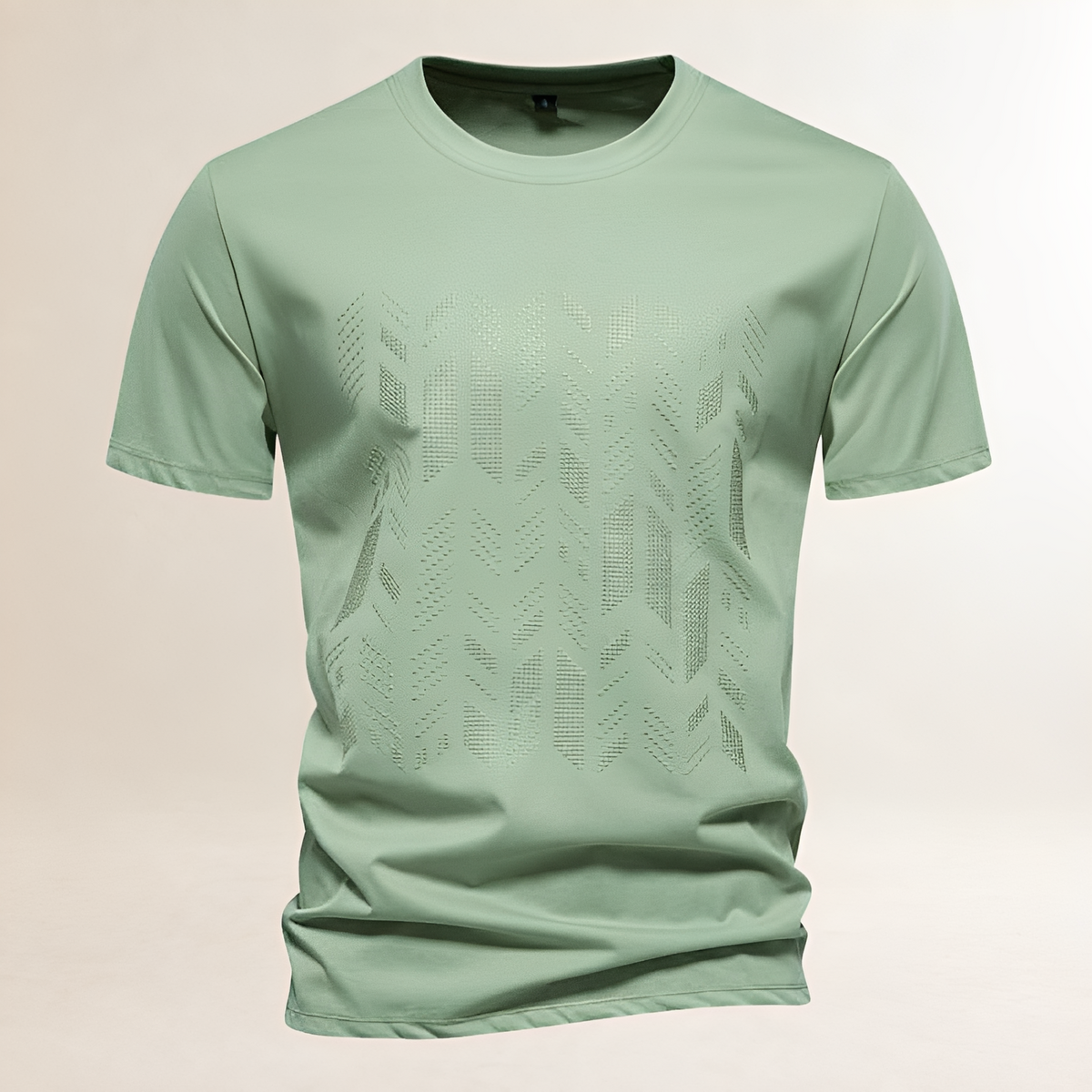 Męska koszulka T-Shirt Crew Neck z geometrycznym naszywką na klatce piersiowej - regularny krój