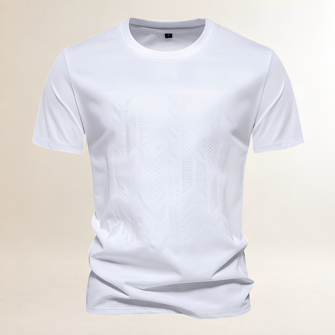 Męska koszulka T-Shirt Crew Neck z geometrycznym naszywką na klatce piersiowej - regularny krój