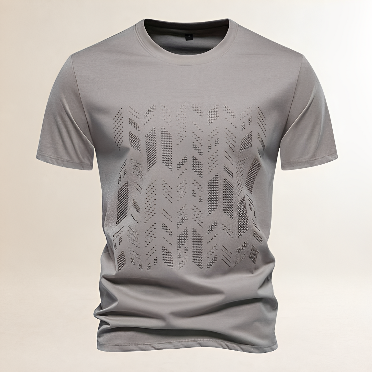 Męska koszulka T-Shirt Crew Neck z geometrycznym naszywką na klatce piersiowej - regularny krój