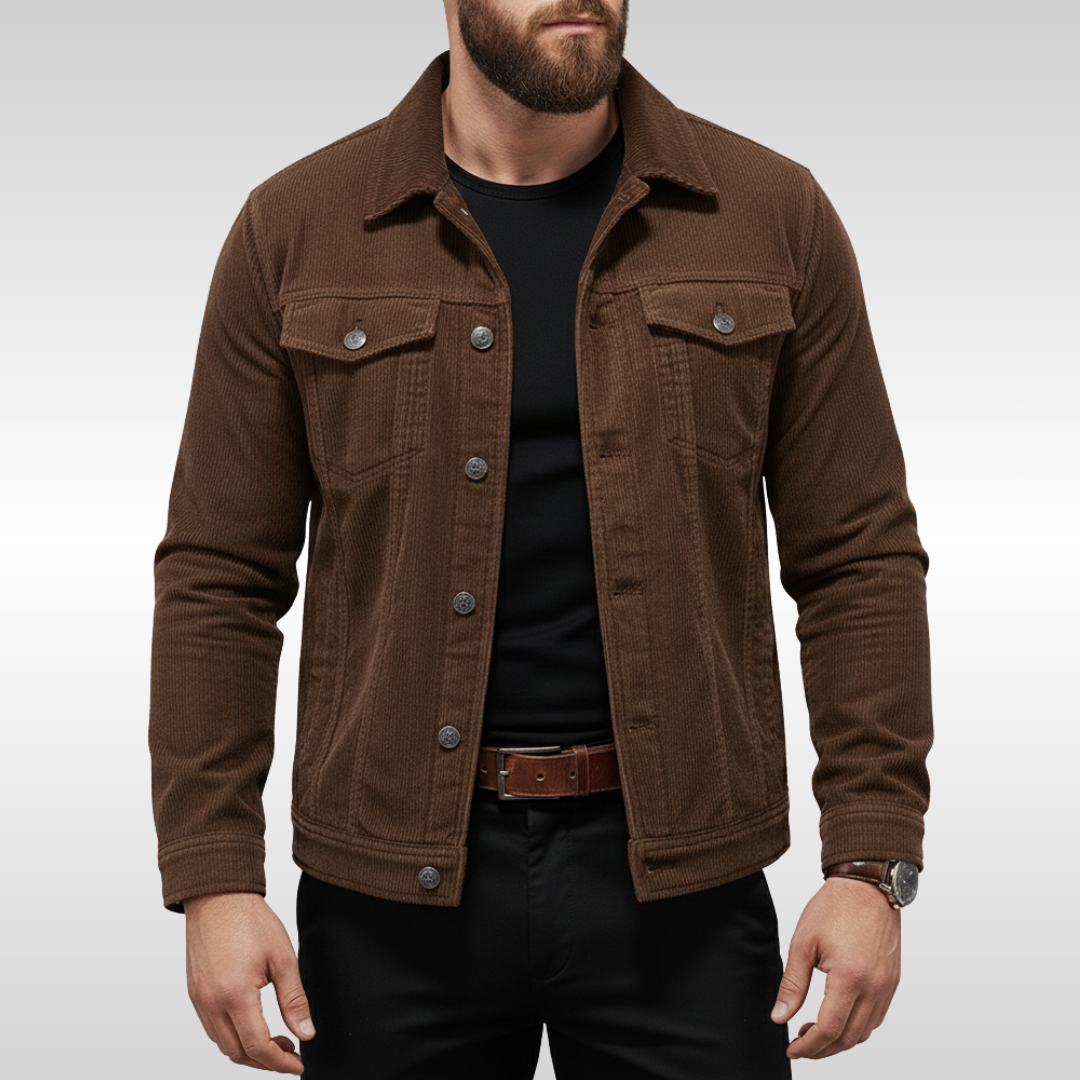 Męska kurtka button-up z kieszeniami na piersi i structured fit