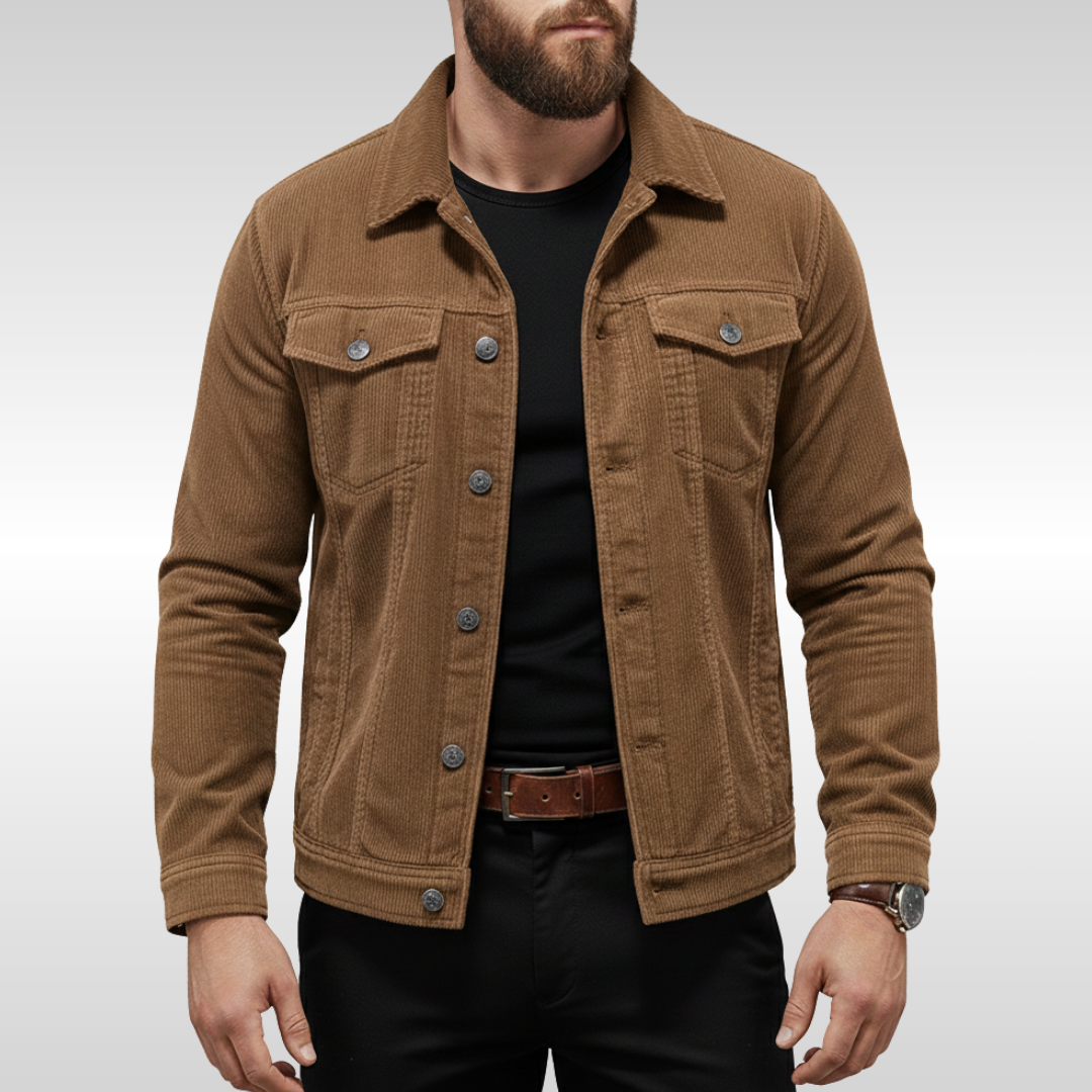 Męska kurtka button-up z kieszeniami na piersi i structured fit