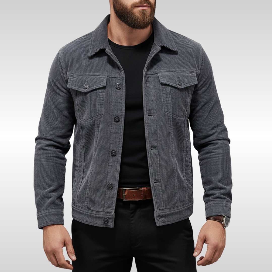 Męska kurtka button-up z kieszeniami na piersi i structured fit