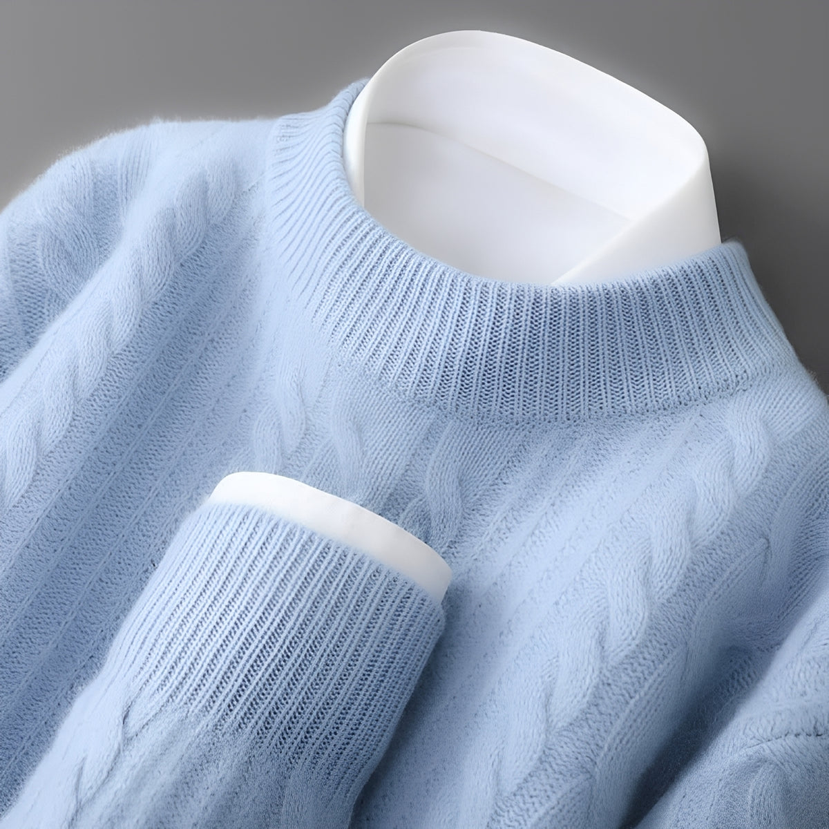 Męski sweter z okrągłym dekoltem i długim rękawem - miękki teksturowany design