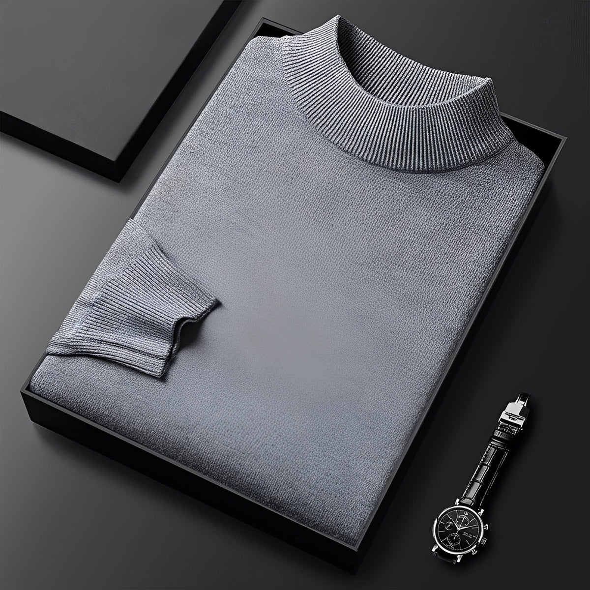 Męski sweter z wysokim kołnierzem, ribbed cuffs i nowoczesnym krojem