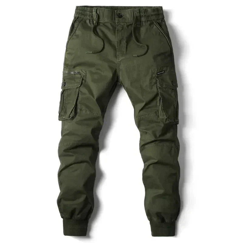 Męskie joggery cargo z tactical designem i elastycznym pasem - regulowany sznurek