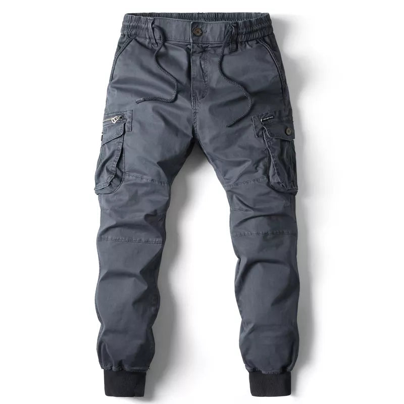 Męskie joggery cargo z tactical designem i elastycznym pasem - regulowany sznurek