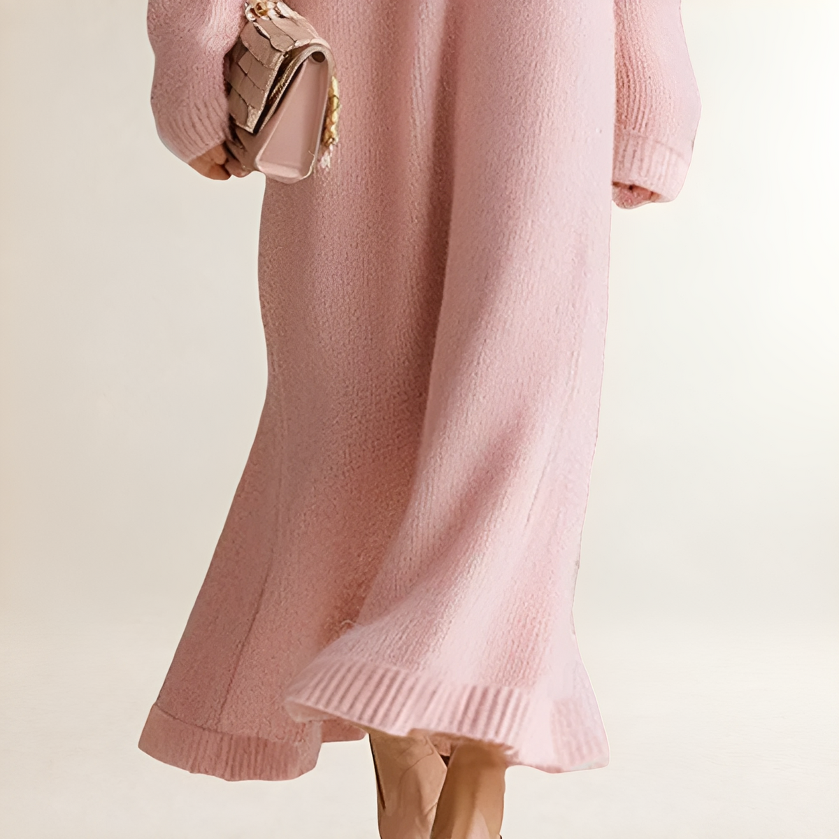 Sukienka maxi damska off-shoulder luźny krój długi rękaw