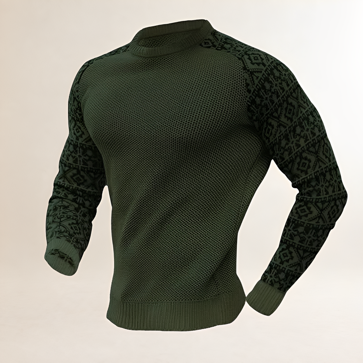 Sweter męski pullover z raglanem i kontrastowym wzorem Fair Isle - regularny krój