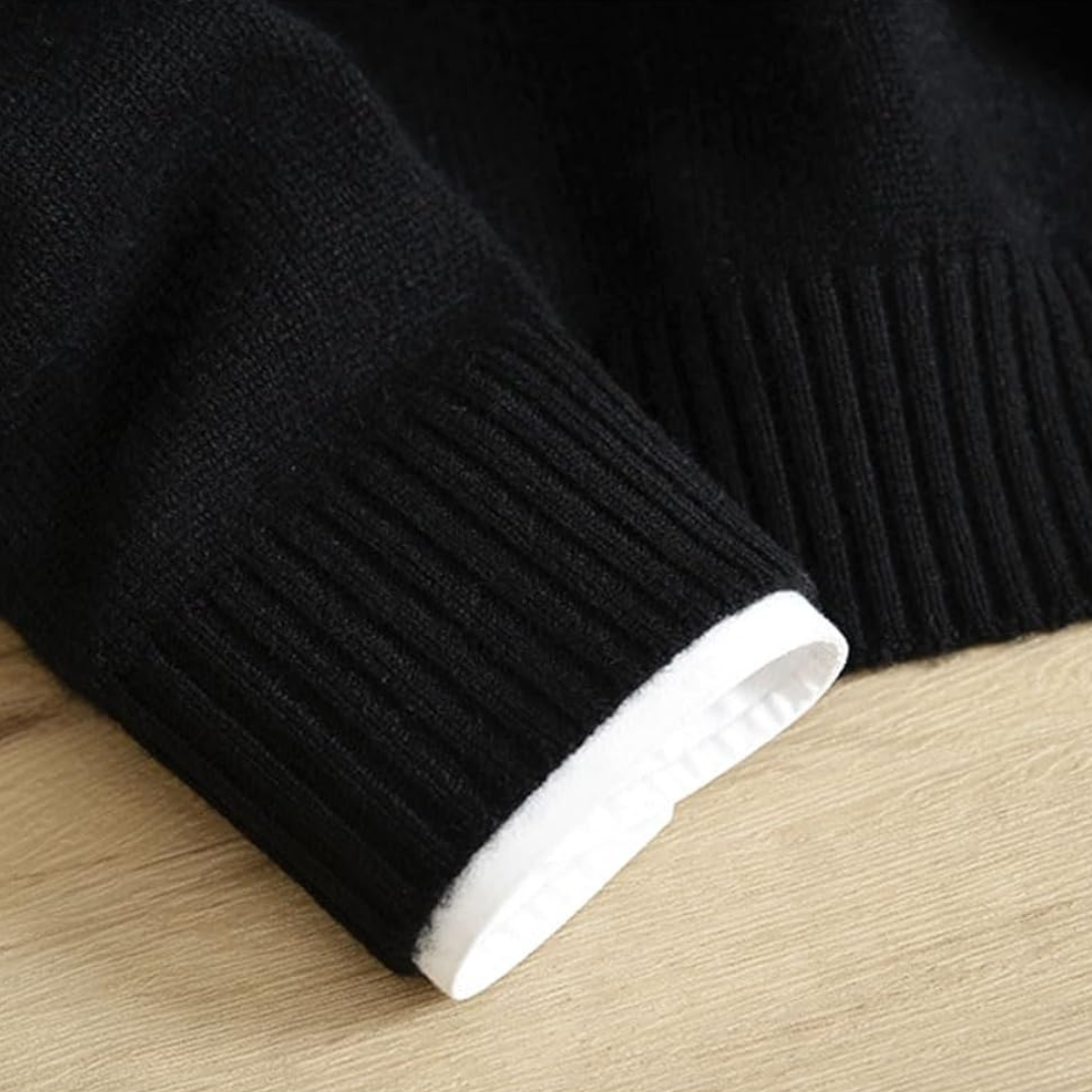 Sweter męski z okrągłym dekoltem, długie rękawy, regularny krój i ribowane wykończenia