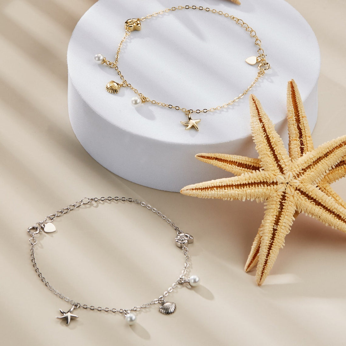 Pulsera z urokiem muszli i gwiazdy morskiej