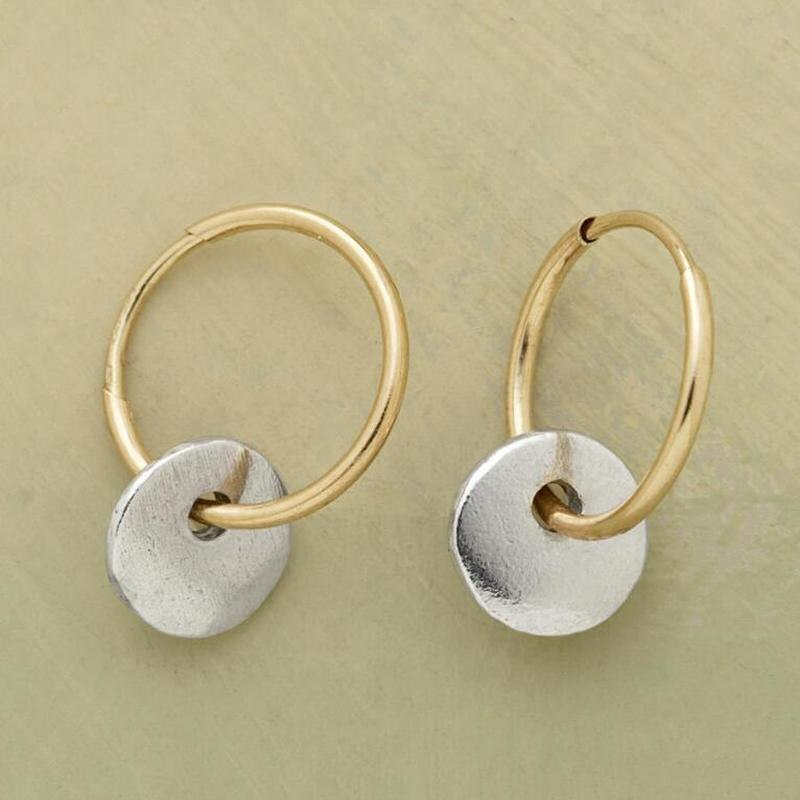 Seyna – Pendientes eleganckie z złotych i srebrnych okręgów