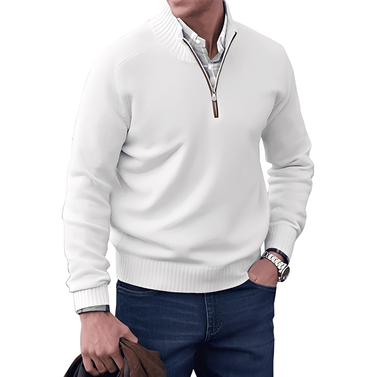Kian - Stylowy męski sweter z funkcjonalnym zamkiem
